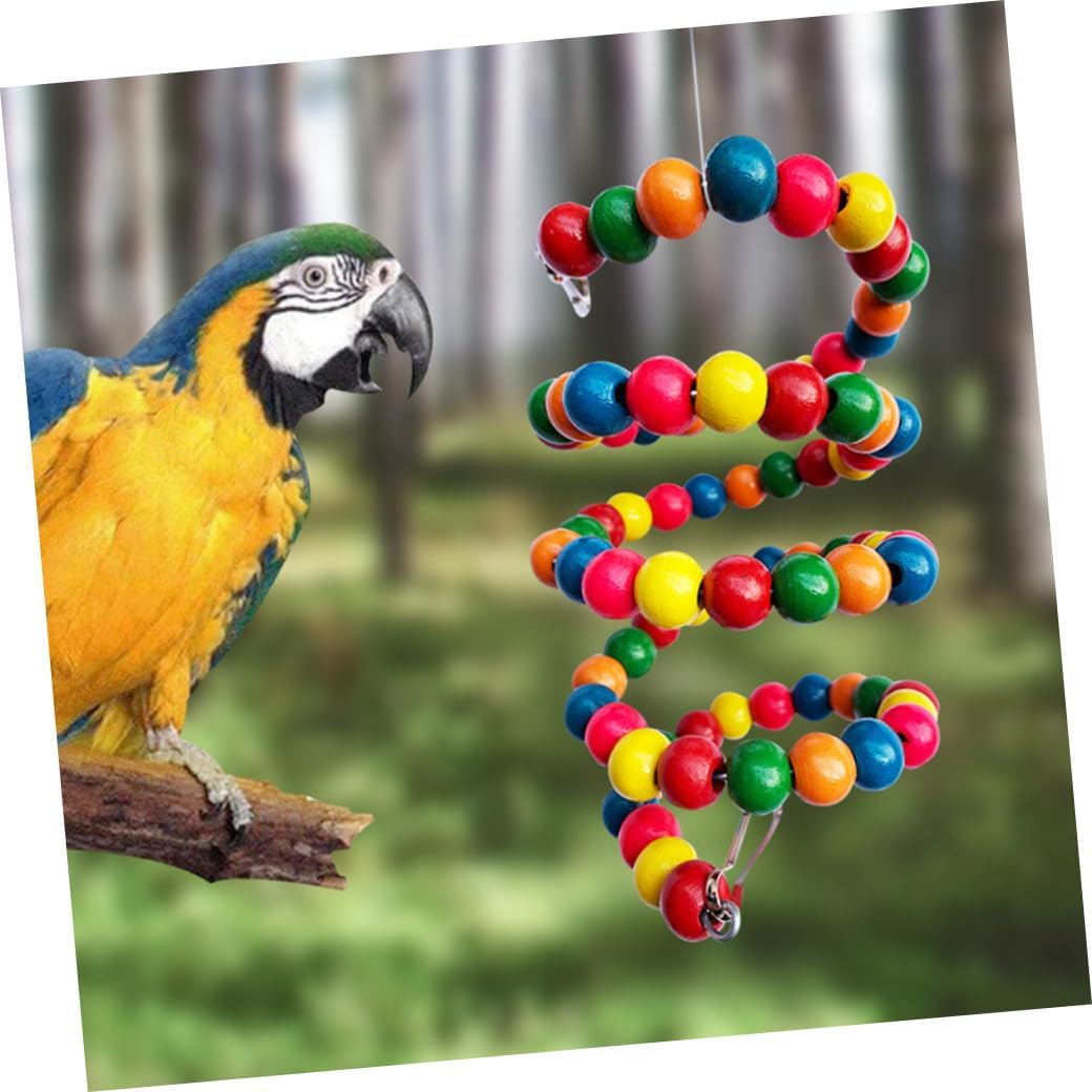 UPKOCH Parrot Ladder with Wooden Beads 1 Meter Climbing Swing Bird Cage Accessory Educational Chewing for Parrots, Small Birds, and Parakeets