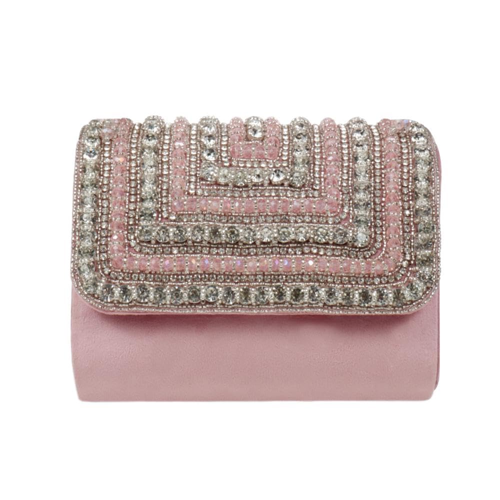 Pink Velvet Embellished Women Clutch-image-7
