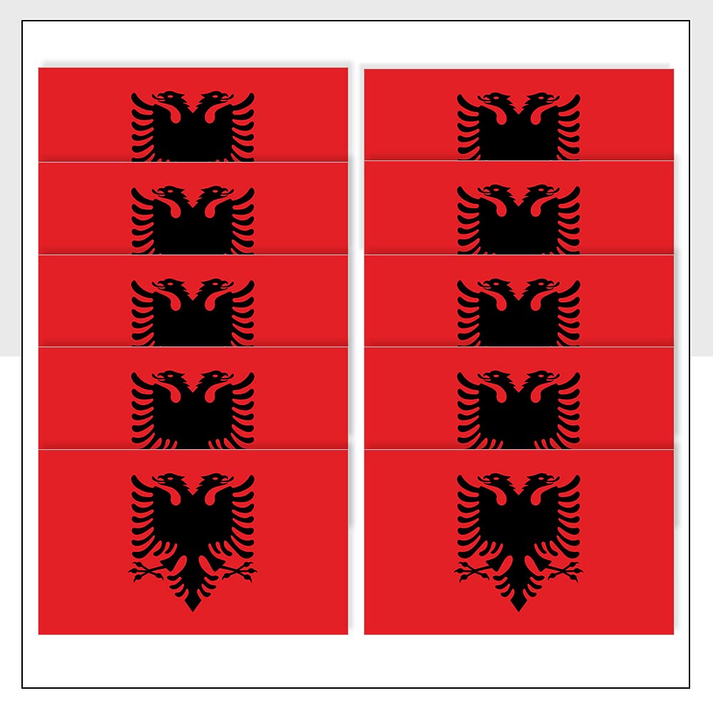 Albania Flag Laptop Stickers Pack of 10 (25 x 15mm) Waterproof ALB Labels for Ipad Van Fridge Helmet Packwith® #P1085