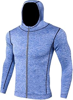 GELTDN Tshirt Long Sleeve Men Clothes for Men Hooded Zip Sport Thermal Underwear Quick Dry Fitness Underwear Men (Color : White-style, Size : L)