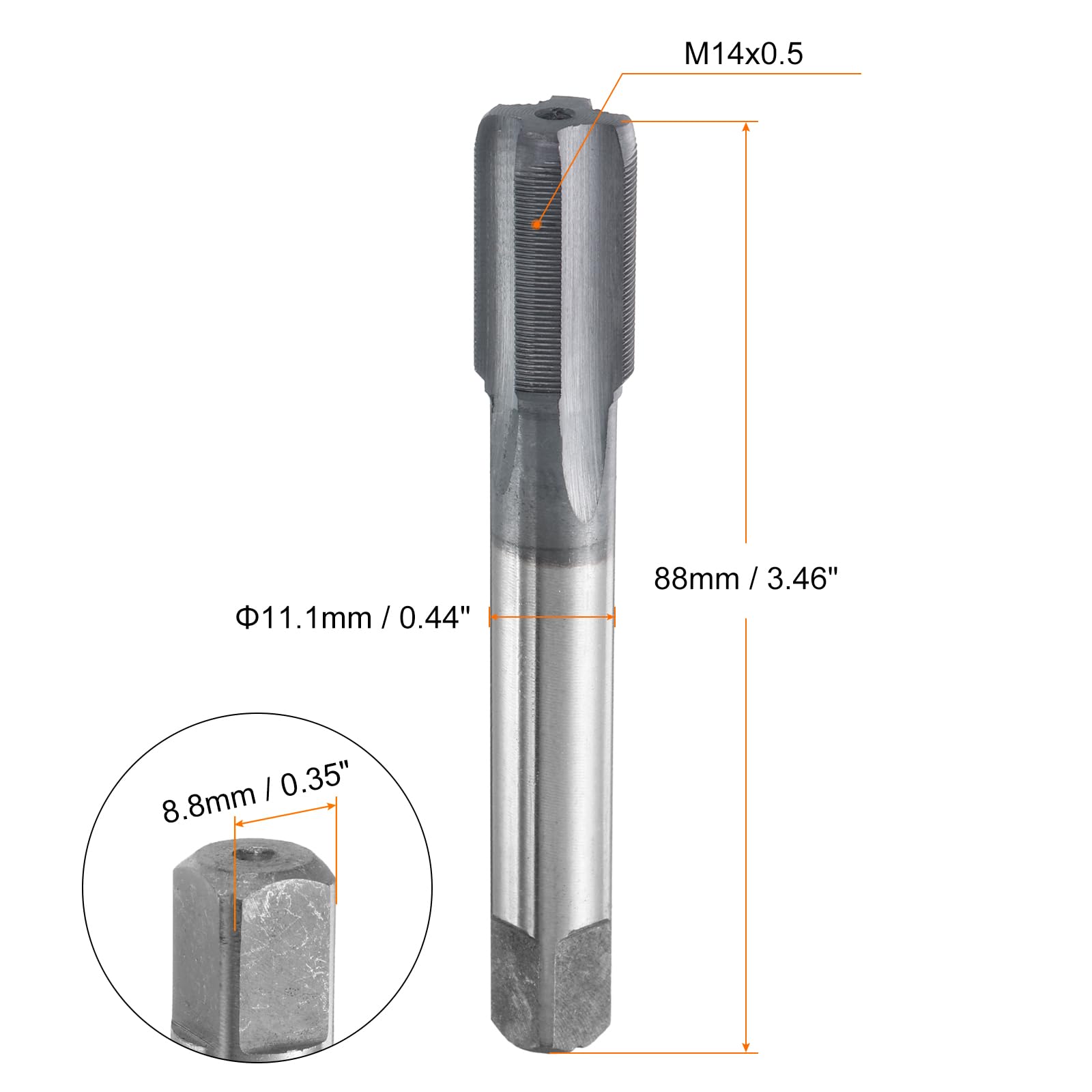 HARFINGTON M14x0.5 Metric Thread Tap 6542 Cobalt High-Speed Steel TiCN Coated Plug Tap Right Hand Straight Flutes Screw Threading Hand Tap