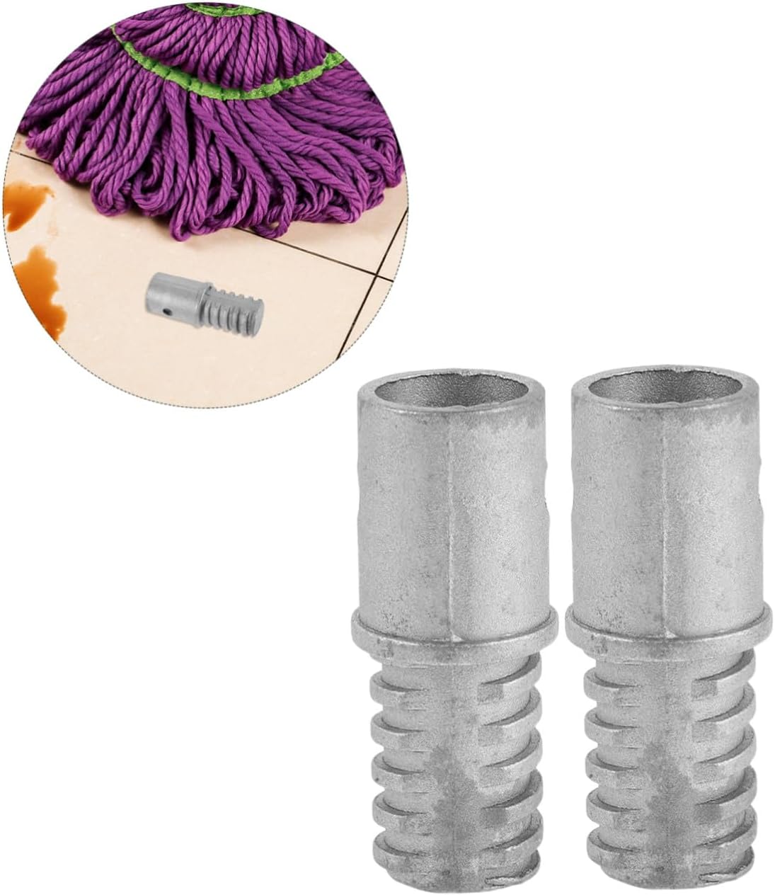 5pcs Metal Threaded Broom Handle Tips for Push Broom Rods