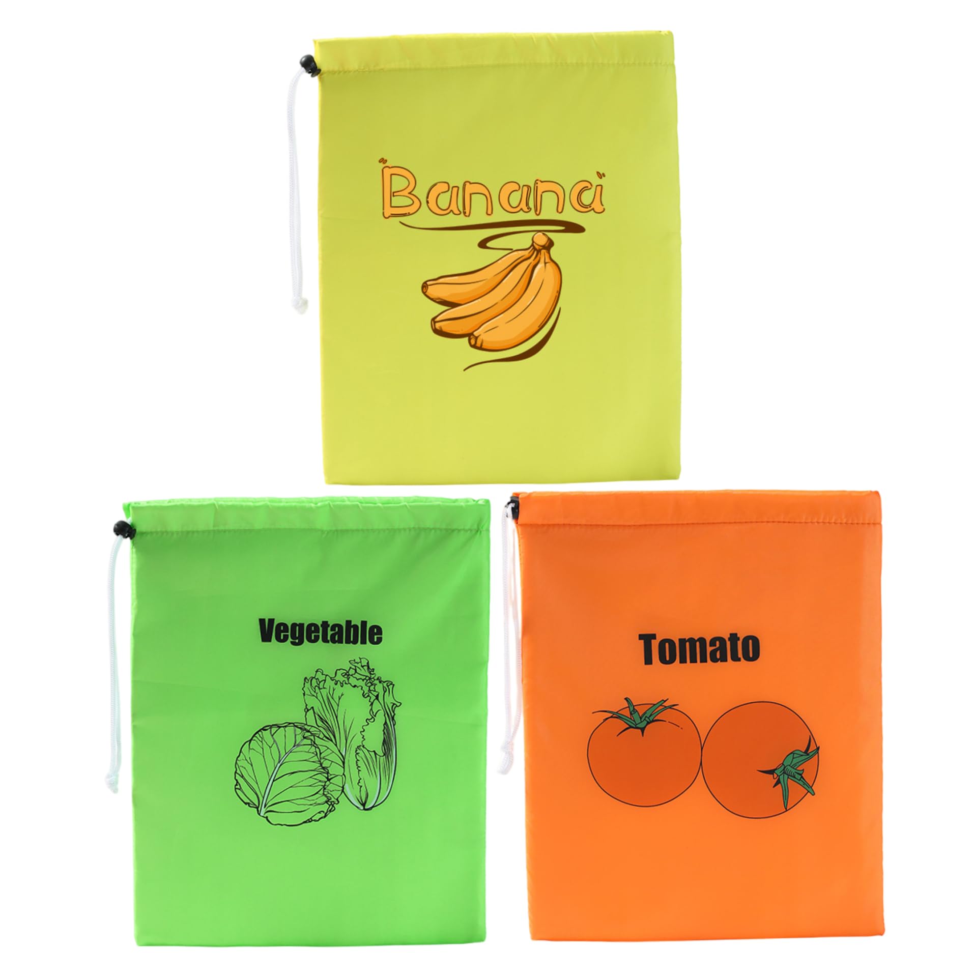 Ngbbby 3Pcs Banana Bag With Drawstring, 14X11in Reusable Vegetable Fruit Storage Containers For Fridge With Foil Lining, Safe Fridge Fruit Fresh For Bananas Vegetables Tomatoes, Banana Case