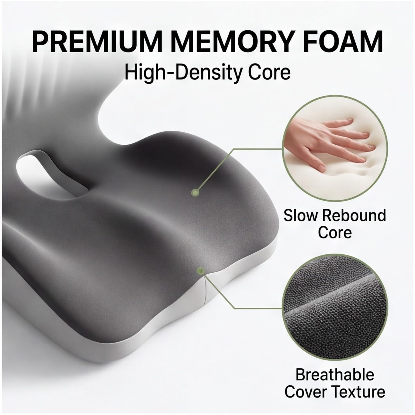 Cuscino ergonomico in memory foam con supporto posteriore