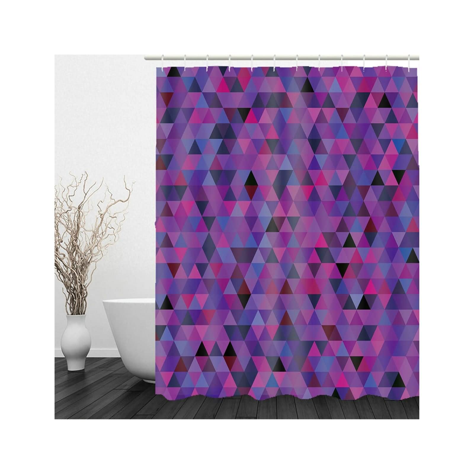 Clofy zasłony prysznicowe, zasłona prysznicowa przeciw pleśni materiał 3D trójkąt fioletowy 180 x 200 cm do łazienki