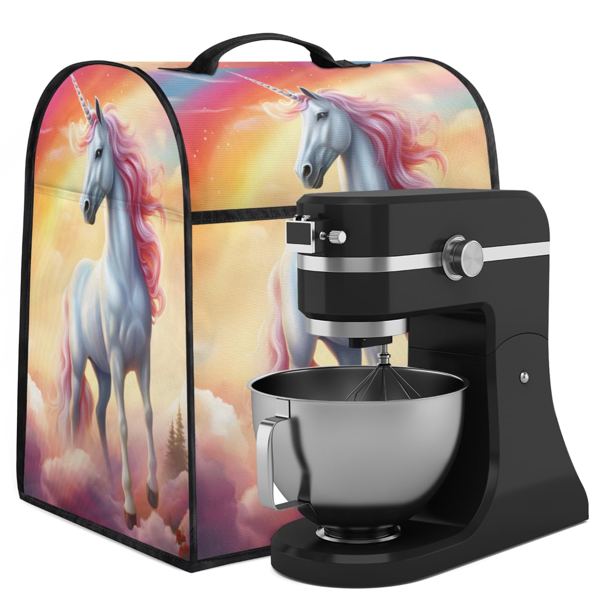 Coffee Maker Cover Unicorn Rainbow Kitchen Appliance Covers Small Appliance Covers Blender Cover Juicer Cover Dust Covers for Kitchen Appliances with Top Handle and Pockets,Washable,C122