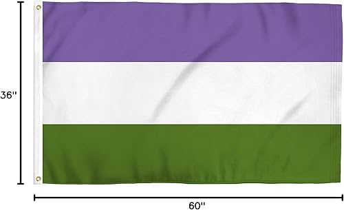 Miniatura 7 de FlagJoint - Bandera de Genderqueer de 3 x 5 pies, bandera del orgullo LGBTQ+, colores vibrantes, resistente a los rayos UV, ojales de latón,
