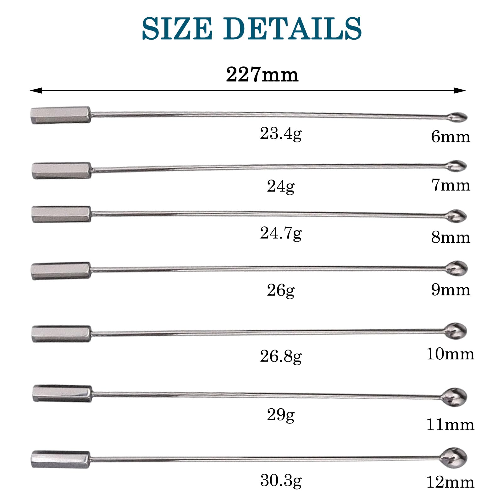 AMZII 7PCS Sonde Uretre Pénis en Acier Inoxydable avec Boules Plug Uretre - 7 Tailles,227mm Stimulateur Homme Dilateur Urétral,toys Homme Cathéter Dilatateurs Urétraux