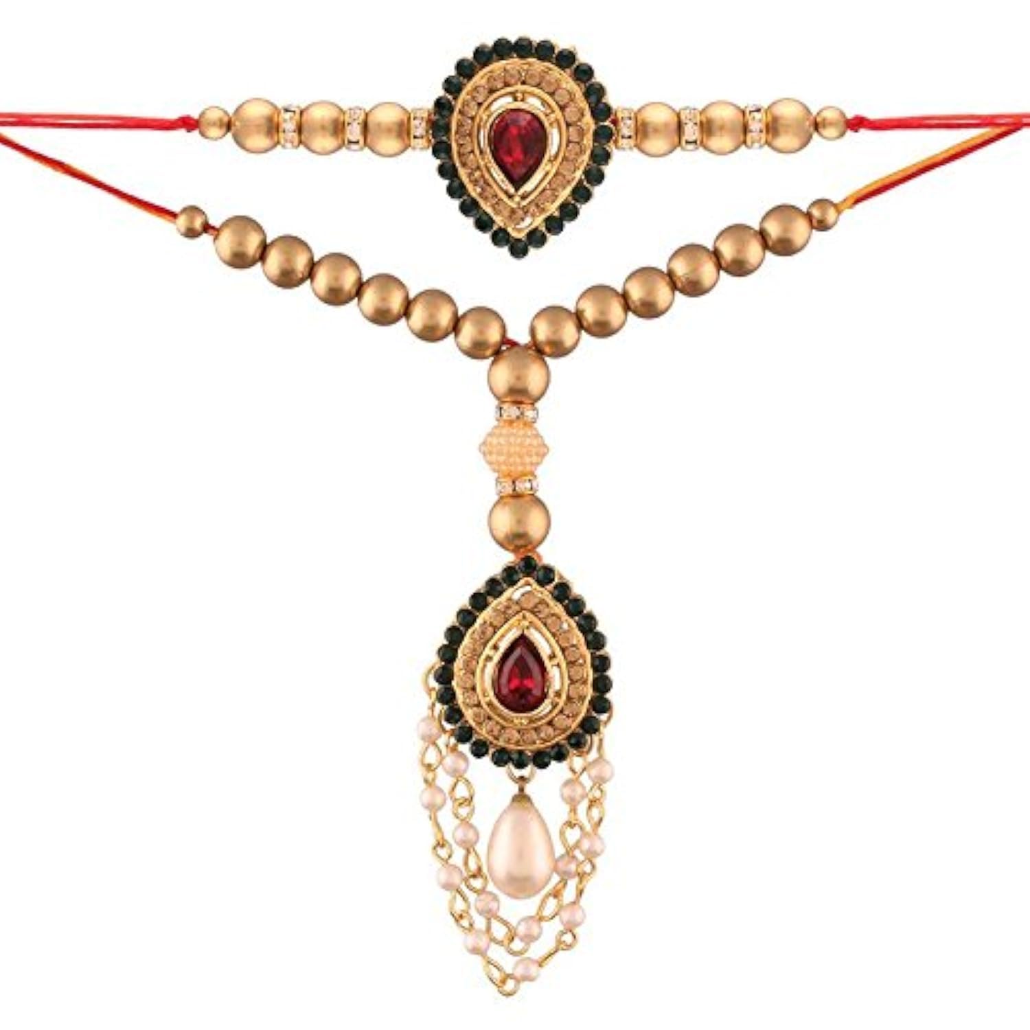 I Jewels Men Designer Stone Pearl Hanging Bhaiya Bhabhi Lumba Rakhi Set For Rakshabandhan (B07F3YLNNN) Amazon Price History, Amazon Price Tracker