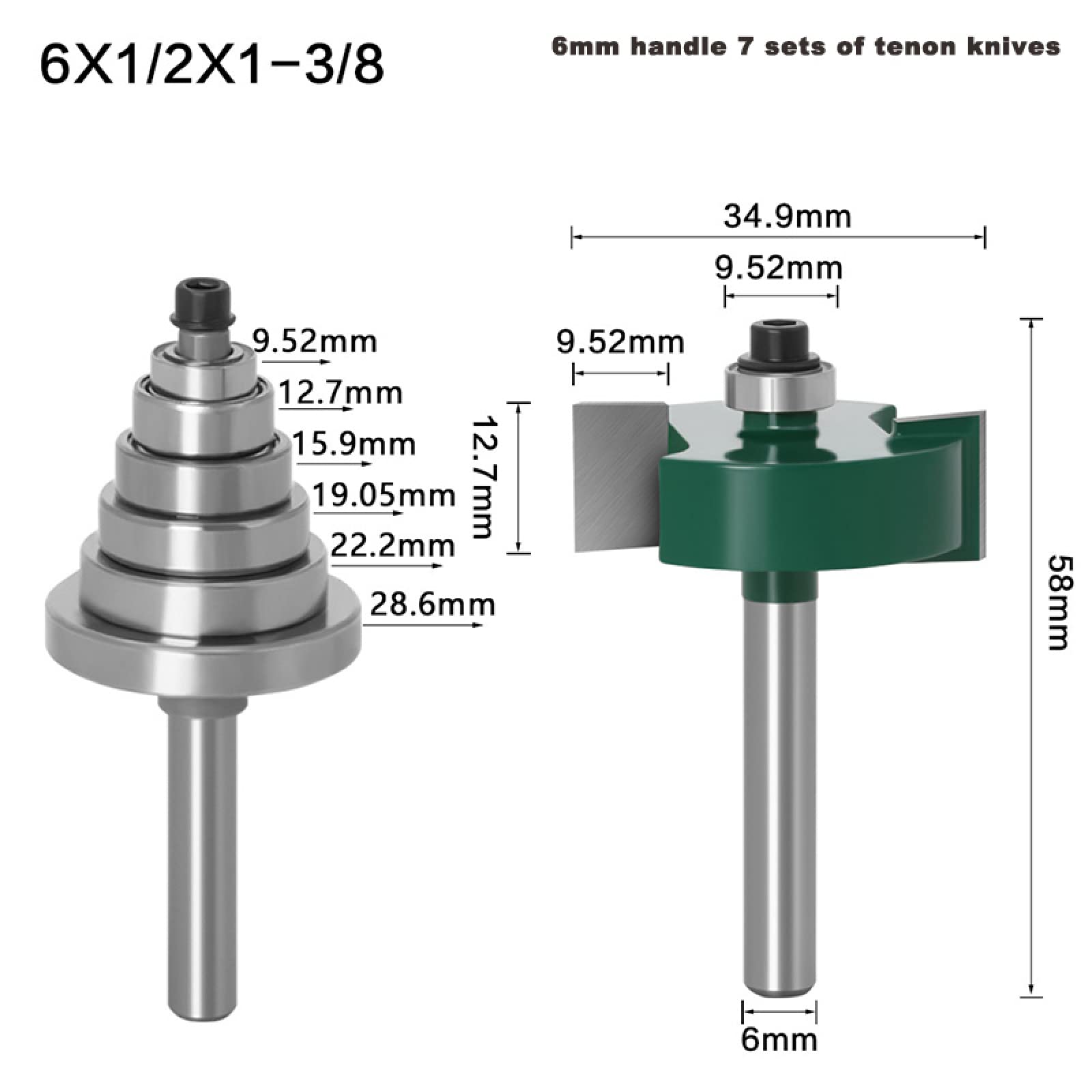 Fresa In Metallo Duro Con Gambo Da 6 Mm E Gambo 1/4 Con Cuscinetto Fresa In Metallo Duro Integrale Utensile Per Intaglio E Incisione Del Legno,Gambo Da 6 Mm