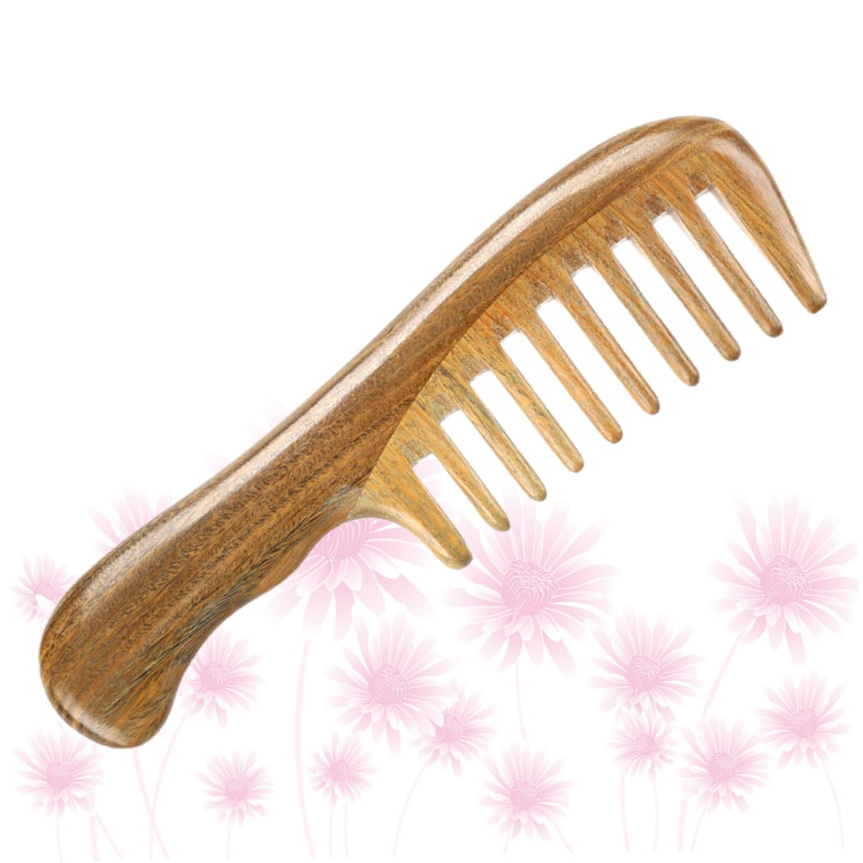 Beavorty Sandelholzkamm Mit Breiten Dichten Zinken Massagekamm Aus Sandelholz Natürlicher Haarkamm Für Entwirren Und Massieren Handlicher Holzkamm Für Haarpflege