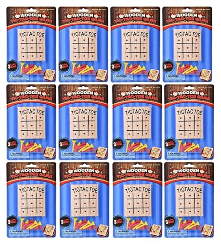 Curious Minds Busy Bags Bulk - 12 Tic Tac Toe Peg Games - Wooden Classic Game - Peg Puzzle Brain Teaser (1 Dozen)