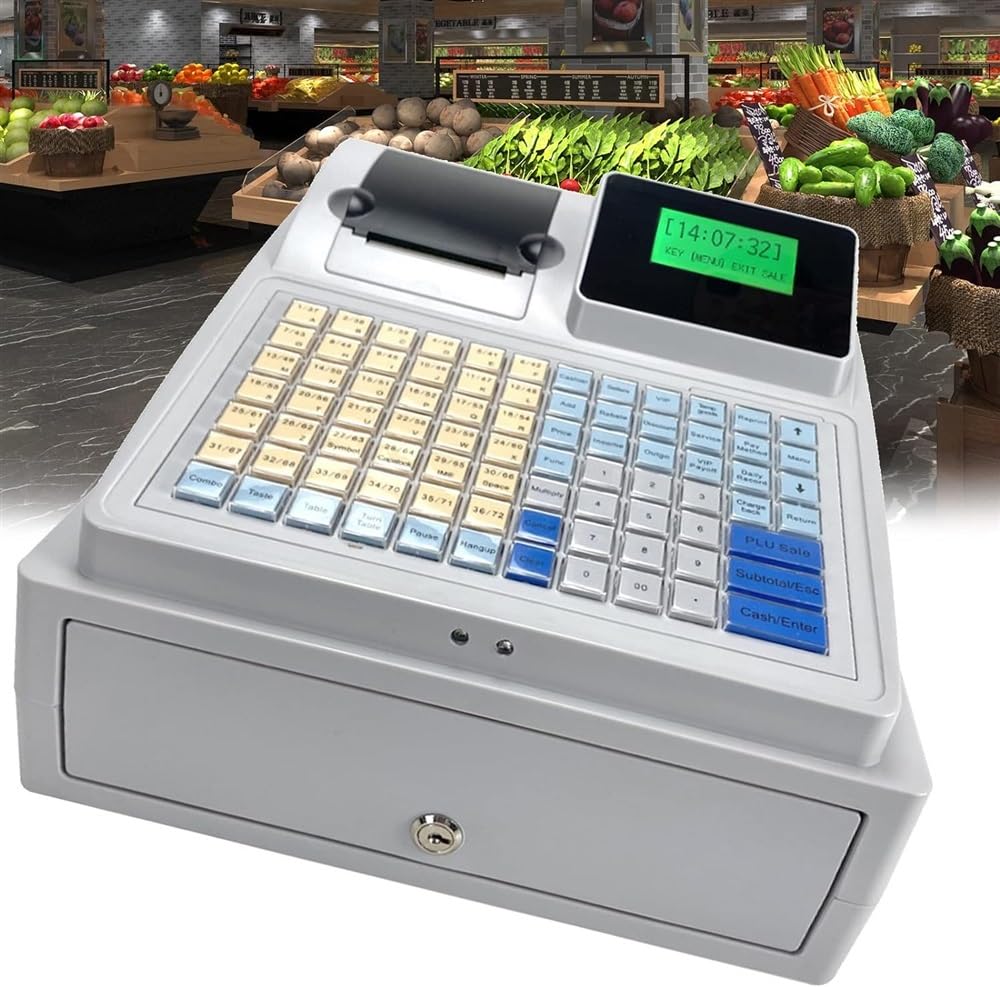 Caisse enregistreuse électronique 81 Touches for Petites Entreprises, Clavier Anti-poussière avec tiroir et Affichage LED for supermarché, Bar, Magasin de détail