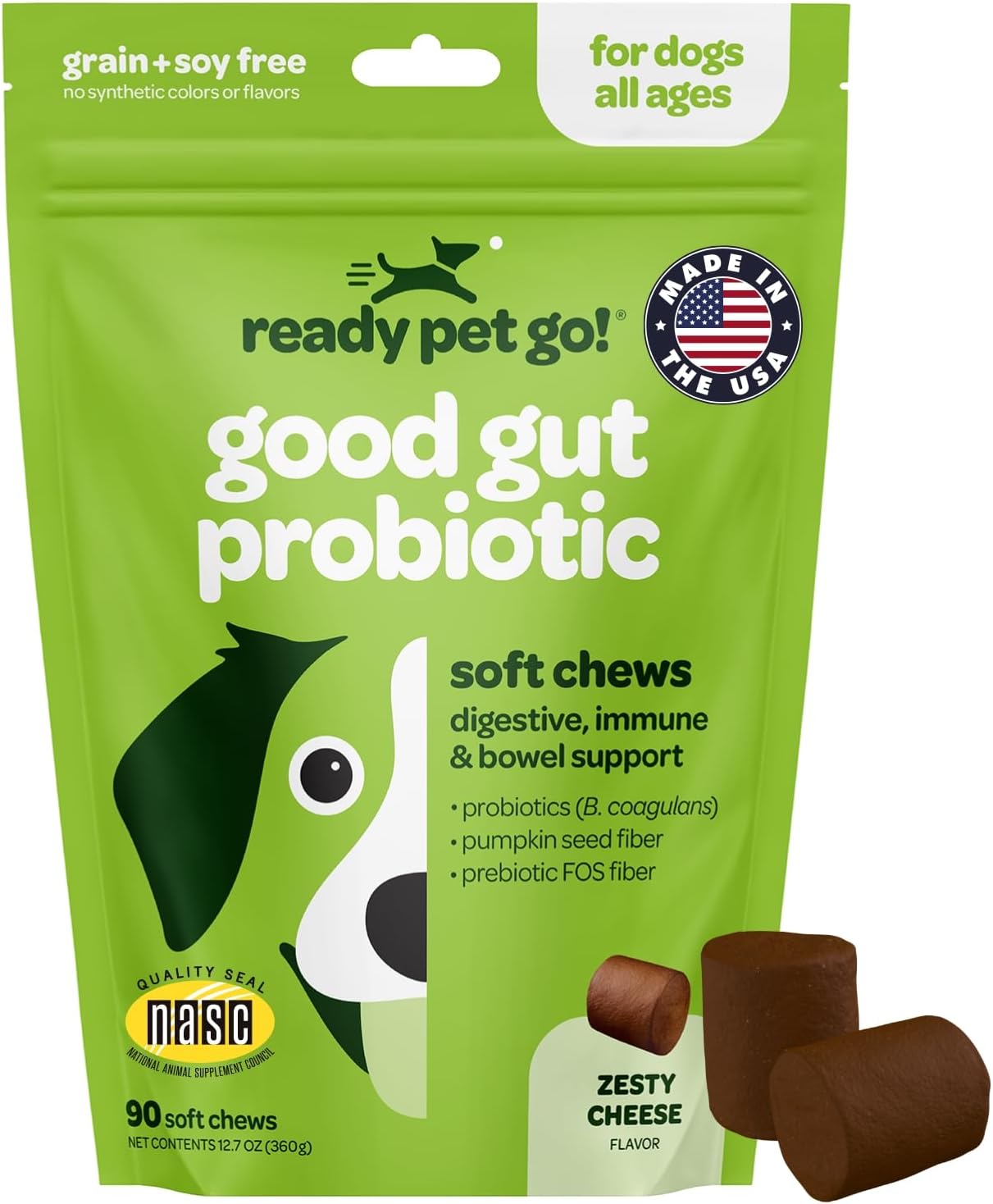 Probiotic Chews for Dogs Gut Health | Tasty Pre and Probiotics for Dogs Digestive Health with Pumpkin Dog Probiotics and Digestive Enzymes | NASC Certified & Made in The USA | 90 Chews Probiotic Chews for Dogs Gut Health | Tasty Pre and Probiotics for Dogs Digestive Health with Pumpkin Dog Probiotics and Digestive Enzymes | NASC Certified & Made in The USA | 90 Chews