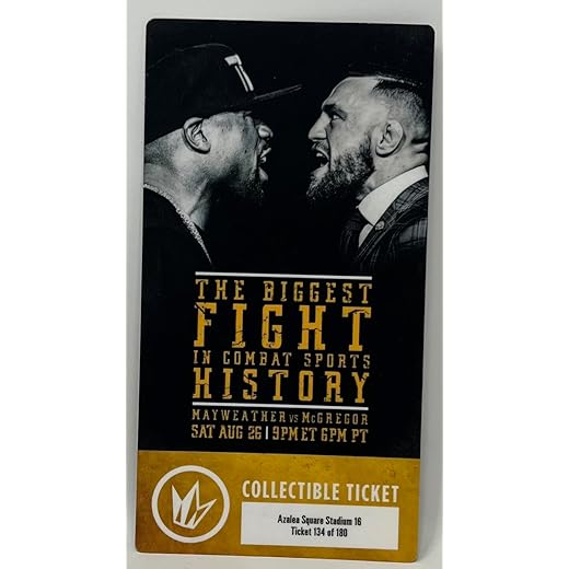 The Biggest Fight in Combat Sports History Mayweather vs McGregor Collectible Ticket Stub