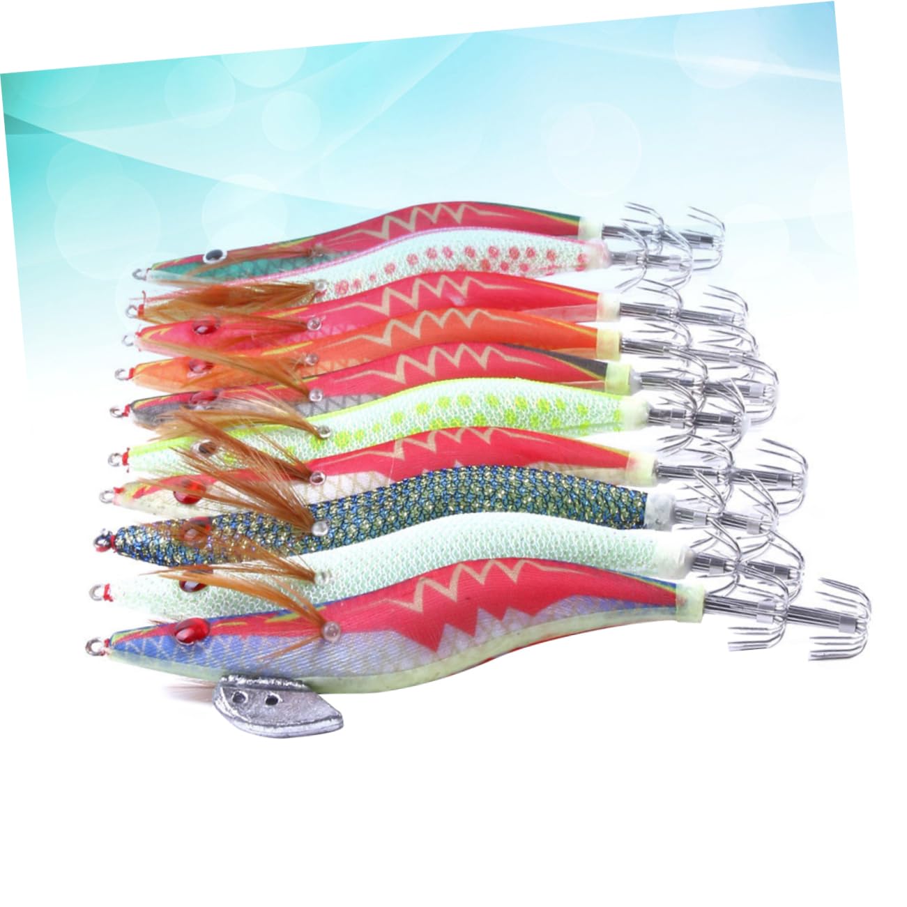 HANABASS Leurre de Pêche Phosphorescent Lot de 10 pour Calamar