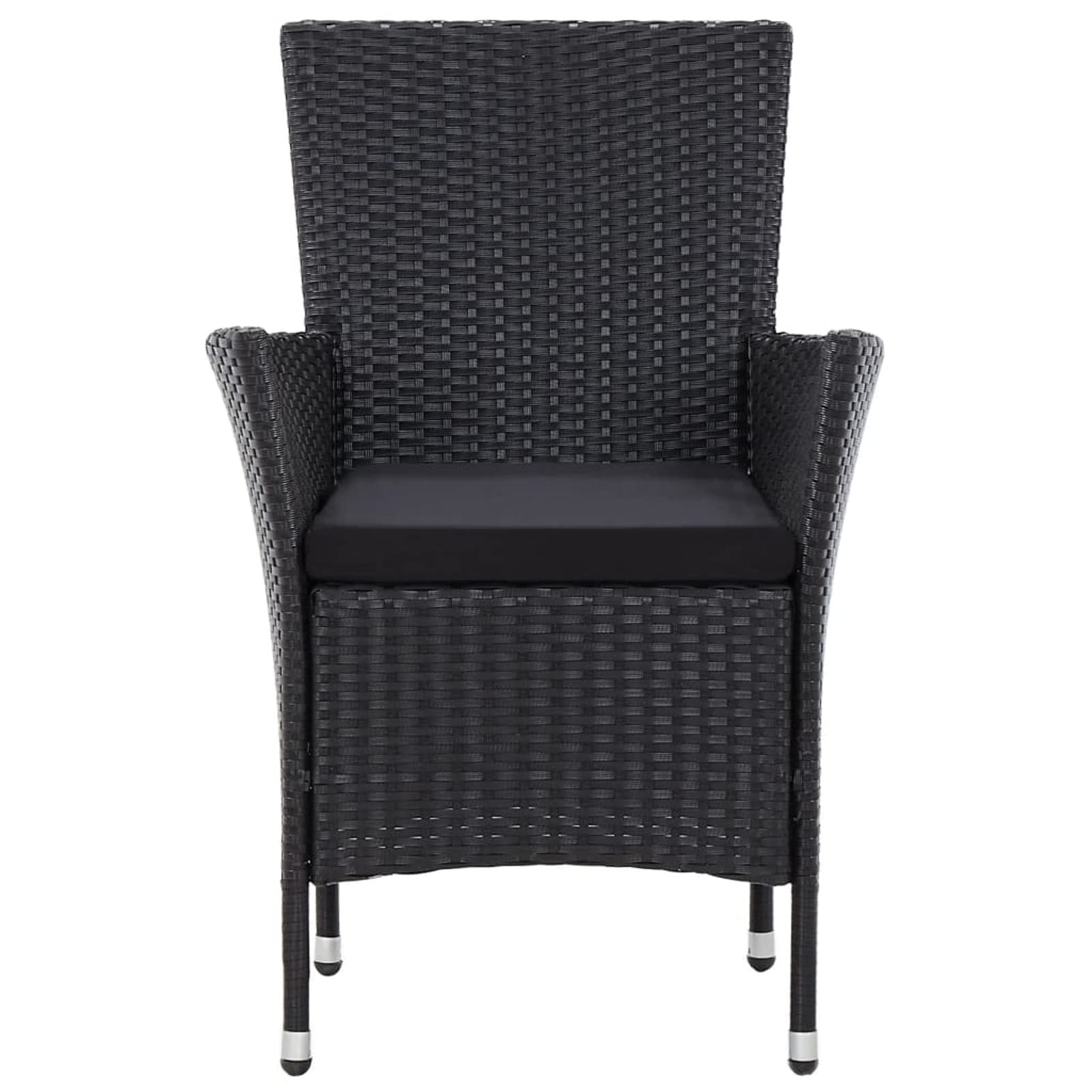 Homgoday Set de Comedor de jardín 5 pzas y Cojines ratán sintético Negro Conjunto de Comedor de Exterior Conjunto de Muebles de Jardín terraza Exterior Sillas y Mesa con Cojines incluidos