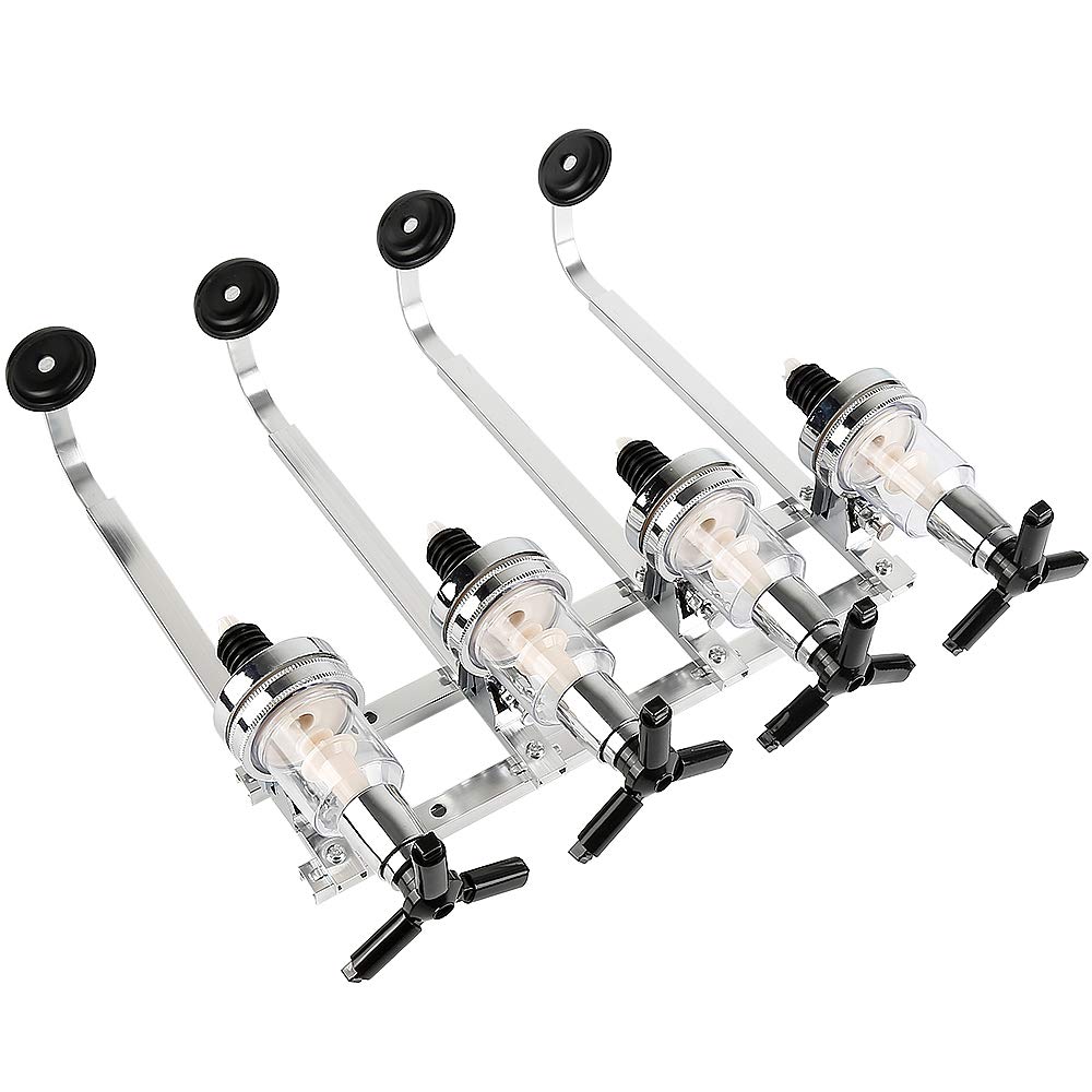 HUOLE dosificador de botellas, de pared, para 4 botellas, accesorio de bar, plateado, pie de pie de dosificador de bebidas de pared, adecuado para amantes de la familia, del bar y del barman de 4