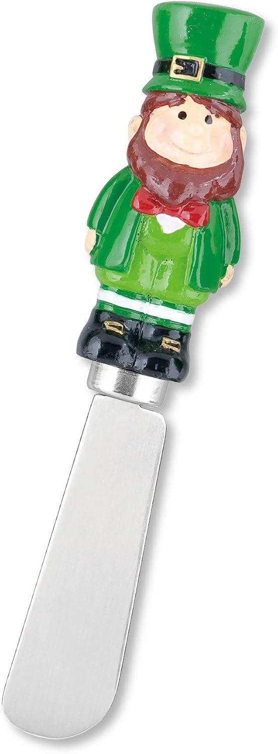 Supreme Housewares Luck of The Irish Cheese Spreaders, Hand-Painted Resin Handles with Stainless Steel Blades for Spreading Cream Cheese, Butter, and Jam, Assorted St. Patrick's Day Designs, Set of 4