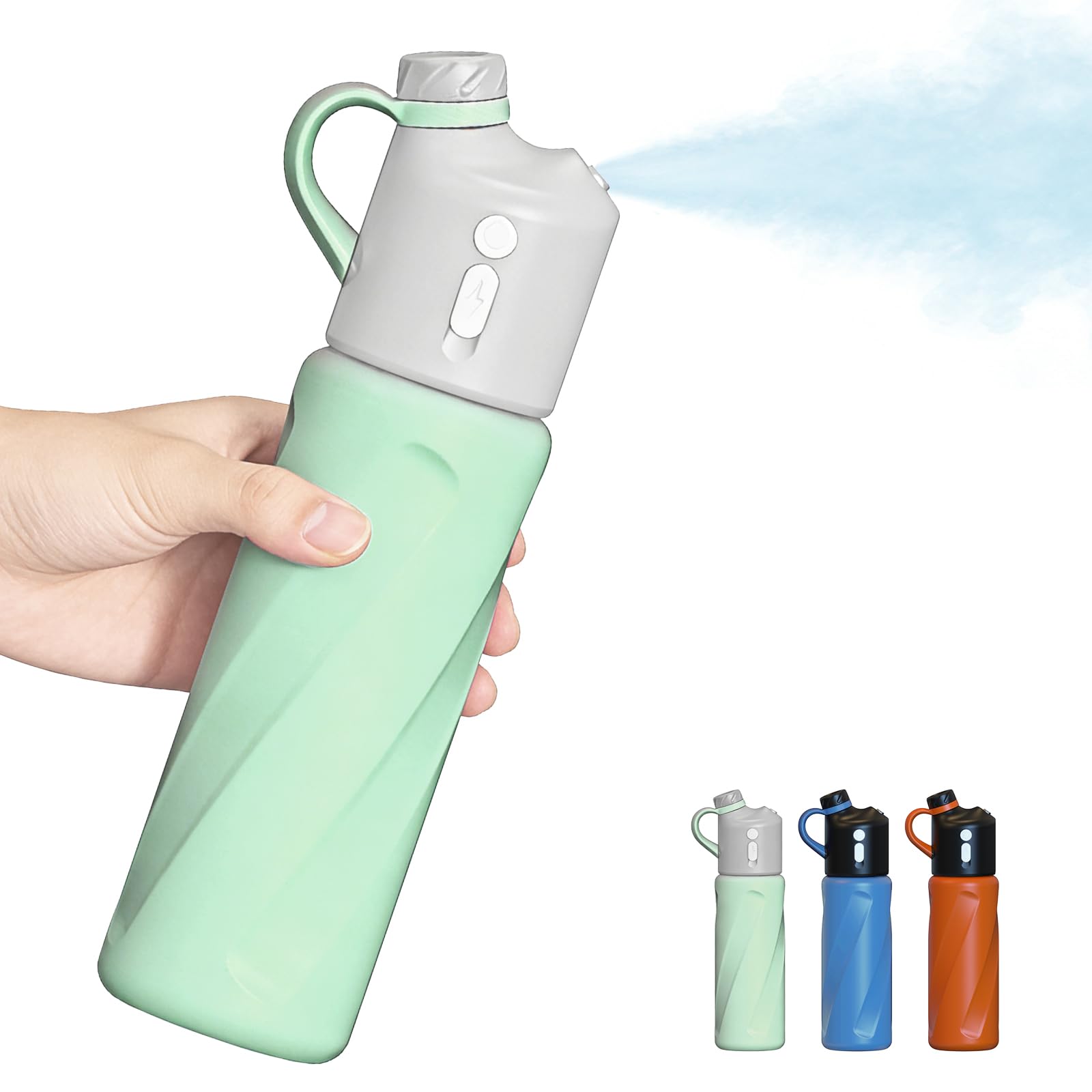 Photo 1 of Fogland 2 IN 1 Water Bottle: Drinking & Misting, No Straw, BPA-Free, Leakproof, Works with Ice & Insulation (60°C Max),19OZ for Sports/Fitness/Outdoor (Cyan)