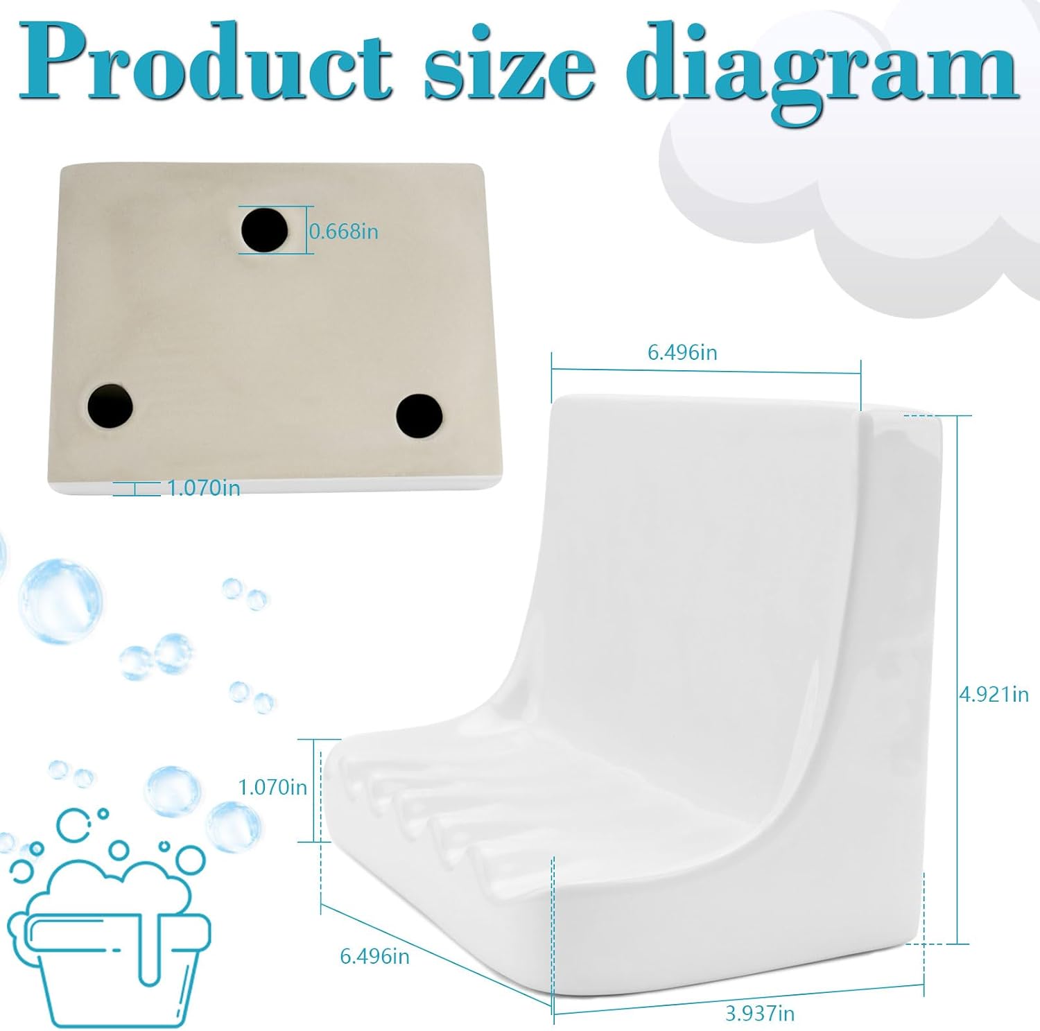 White Ceramic Soap Dish Suitable for Bathroom Shower Walls image 3