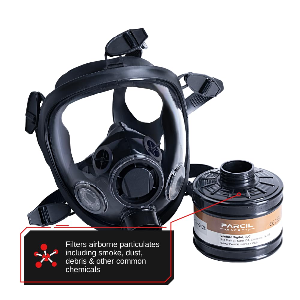 Máscara de Gas Profesional 40mm con Filtro de Carbón Activo | Mascarilla Pintura y Protección Química Antipolvo para Pintor | Mask Respirator contra Polvo y Gases Tóxicos