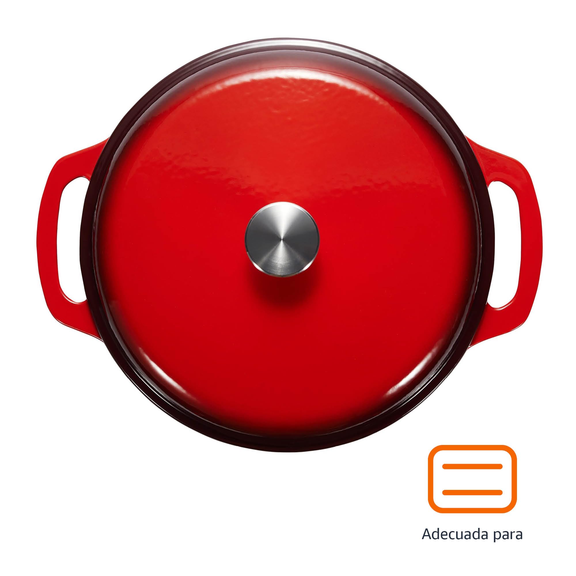 Amazon Basics Redondo Horno holandés de hierro fundido esmaltado, 5.7 L, Rojo — view 4