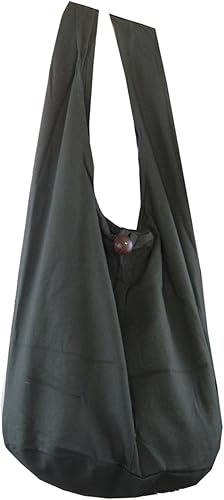 BenThai Products BTP Thai Monk Buddha - Bolso bandolera de algodón con bandolera hippie hobo gris L6 talla L gris L