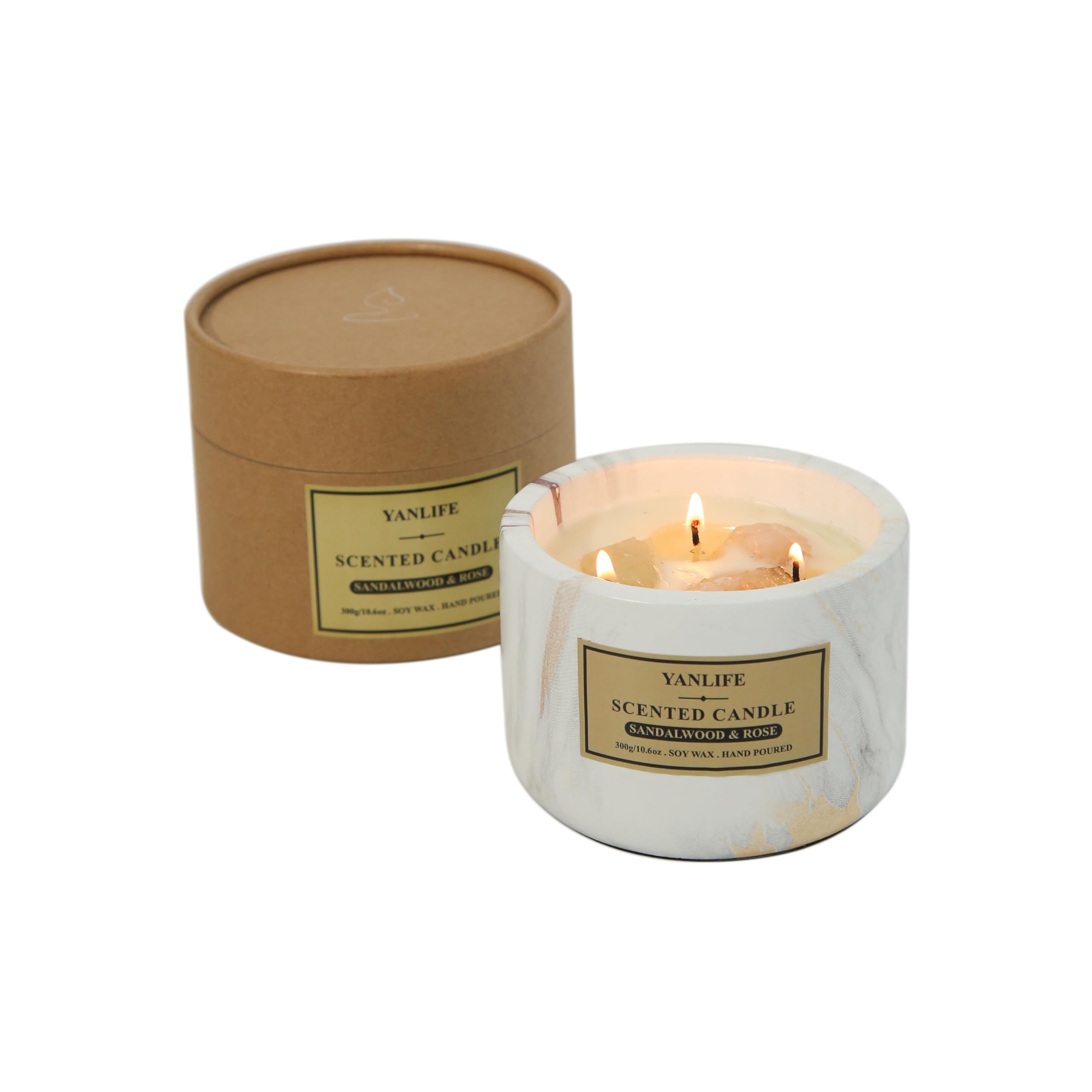 Scented Candles for Home - 100% Natural Soy Candles with Healing Crystals - Perfect Candles for Women and Candles for Men - Candles for Home Scented with Crystals and Healing Stones Included