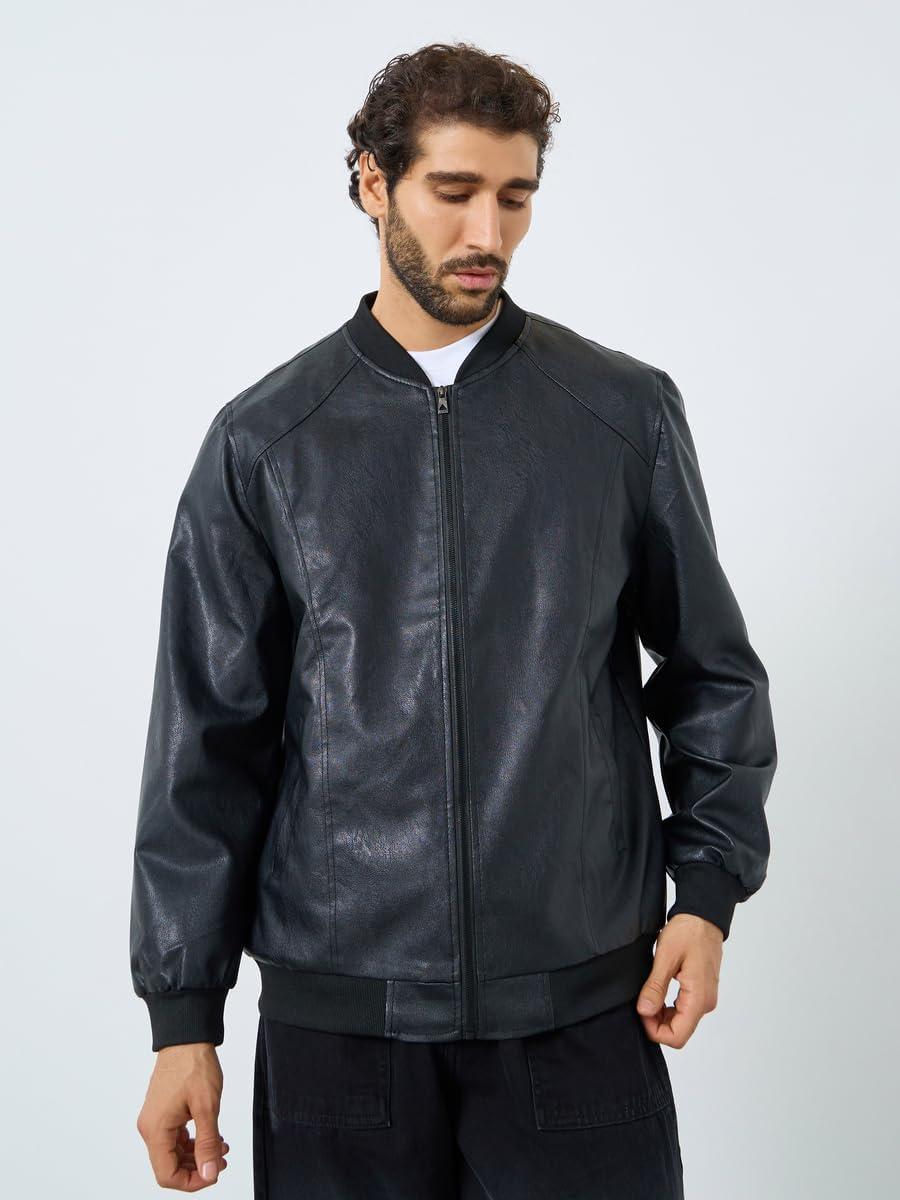 الحصري - جاكيت رجالي أنيق بقصة مريحة ومظهر جلدي مع سحاب 2026 - view 3