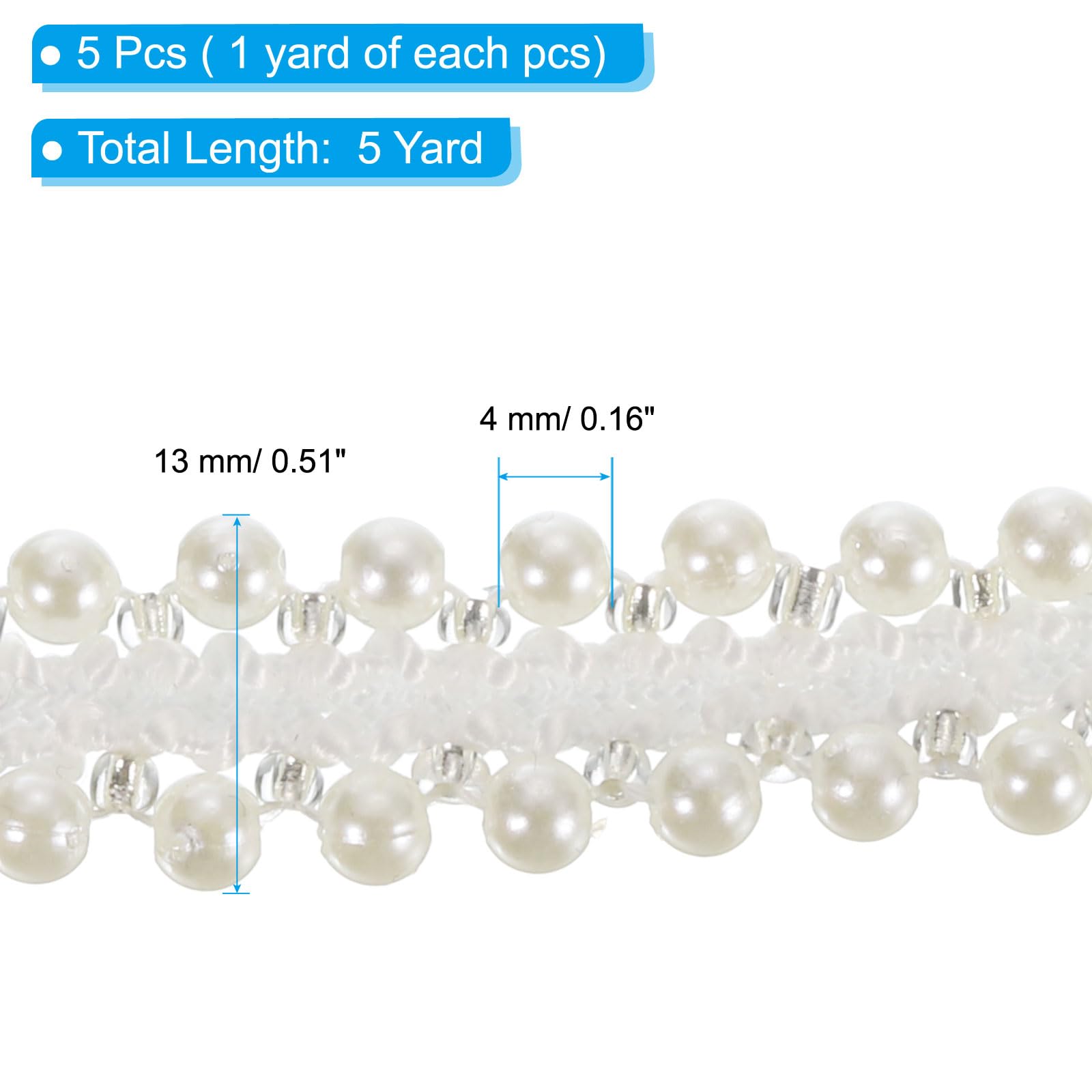 PATIKIL 5 Yard Faux Pearl Lace Ribbon - Image 2