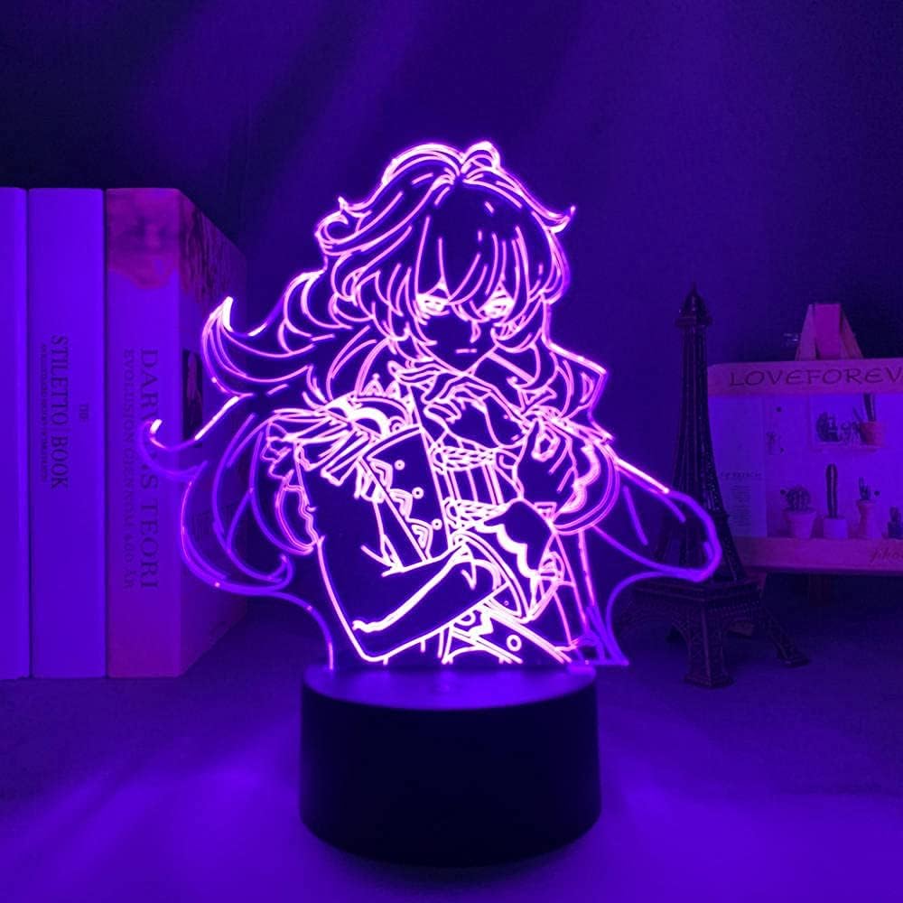 althiqahkeyGirls Night Light for Girls Boys Nightlight Anime Figure Lamp Lighting Lamp Genshin Impact Diluc Acrylic Game 16 Colors,with Remote Control Lighting