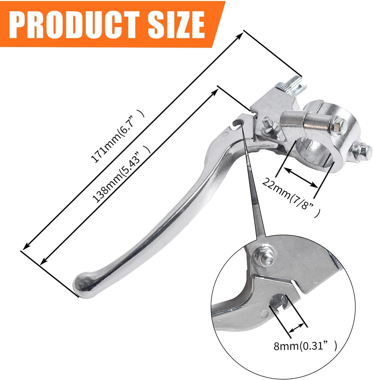 22mm 7/8" Left Brake Handle Clutch Lever Perch for Coleman CT200U BT200X Trail 200 CC100X CT100U Baja Motovox Mini Bike Motorsports SSR125 CRF XR 70 80 XR200 Yamaha Pit Dirt Bike Parts