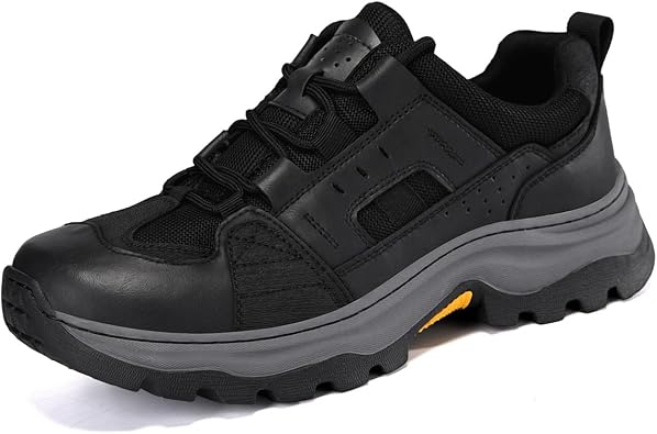Mens Hiking Shoes Leather Low-Top Sneaker Outdoor Casual Work Shoes for Men