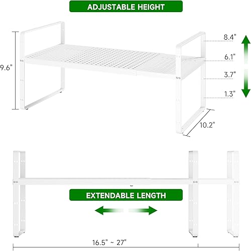 Miniatura 7 de Estante organizador expandible para gabinete de cocina, estante de metal resistente para especias, estante de almacenamiento apilable para encimera