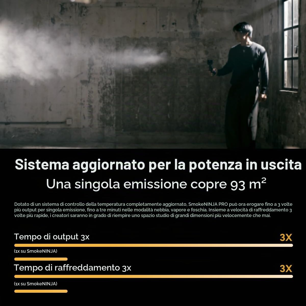 SmokeNINJA Pro - Mini macchina per il fumo portatile con telecomando senza fili, nebbia, per fotografia, effetti palcoscenici, eventi all'aperto e feste