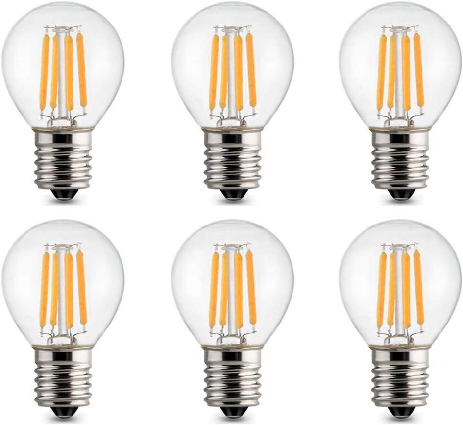 6-Pack S11 LED Bulbs E17 Edison Globe Light Bulbs, 20 Watt Equivalent, E17 Intermediate Base, 2200K Warm White 2W Mini S11 Replacement Bulb Bedside Lamp Bulb, Dimmable, 120V