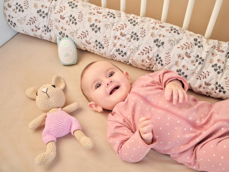 ETA Baby monitor Mimi - Baby Monitor audio 2,4 GHz con sistema FHSS, portata fino a 300 m, modalità Eco, comunicazione usa e getta, segnale debole e rilevamento della batteria