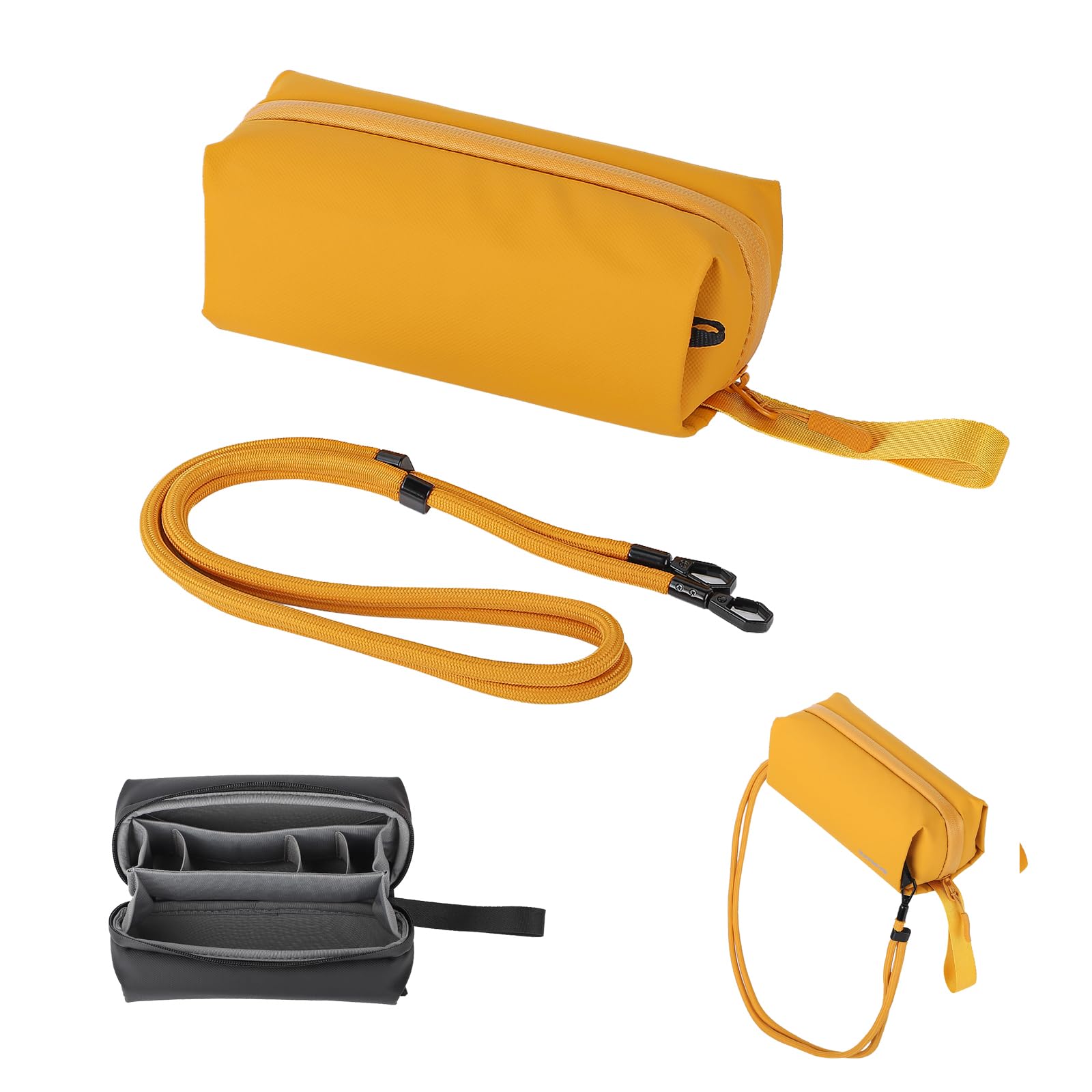 Sac à Bandoulière pour Caméra d'action Sac de Rangement pour Insta360 X5/X4/GO 3S/Ace Pro2 Etui pour Gopro 13/12/11 Sac pour DJI Osmo 360 Action 5Pro/4/3/Pocket 3 Accessoires (Jaune)