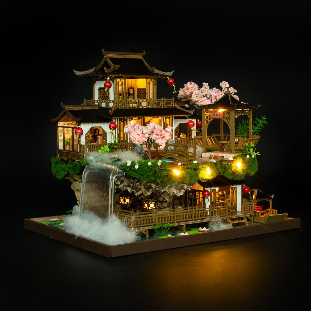 Mini muebles de casa de muñecas china de Fairyland Villa, kit de casa de muñecas en miniatura con luz LED, escala 1:24, habitación creativa para regalo romántico de cumpleaños y Navidad