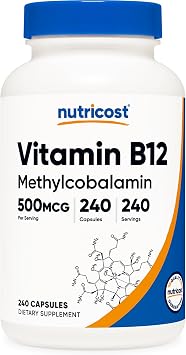 Nutricost Vitamin B12 Supplement 500mcg 240 Capsules - Methylcobalamin, Vegan, GMO-Free, Gluten-Free
