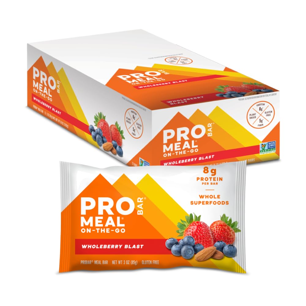 PROBAR - MEAL Bar, Wholeberry Blast, Non-GMO, Gluten-Free, Healthy, Plant-Based, Whole-Food Ingredients, Natural Energy (12 Count)