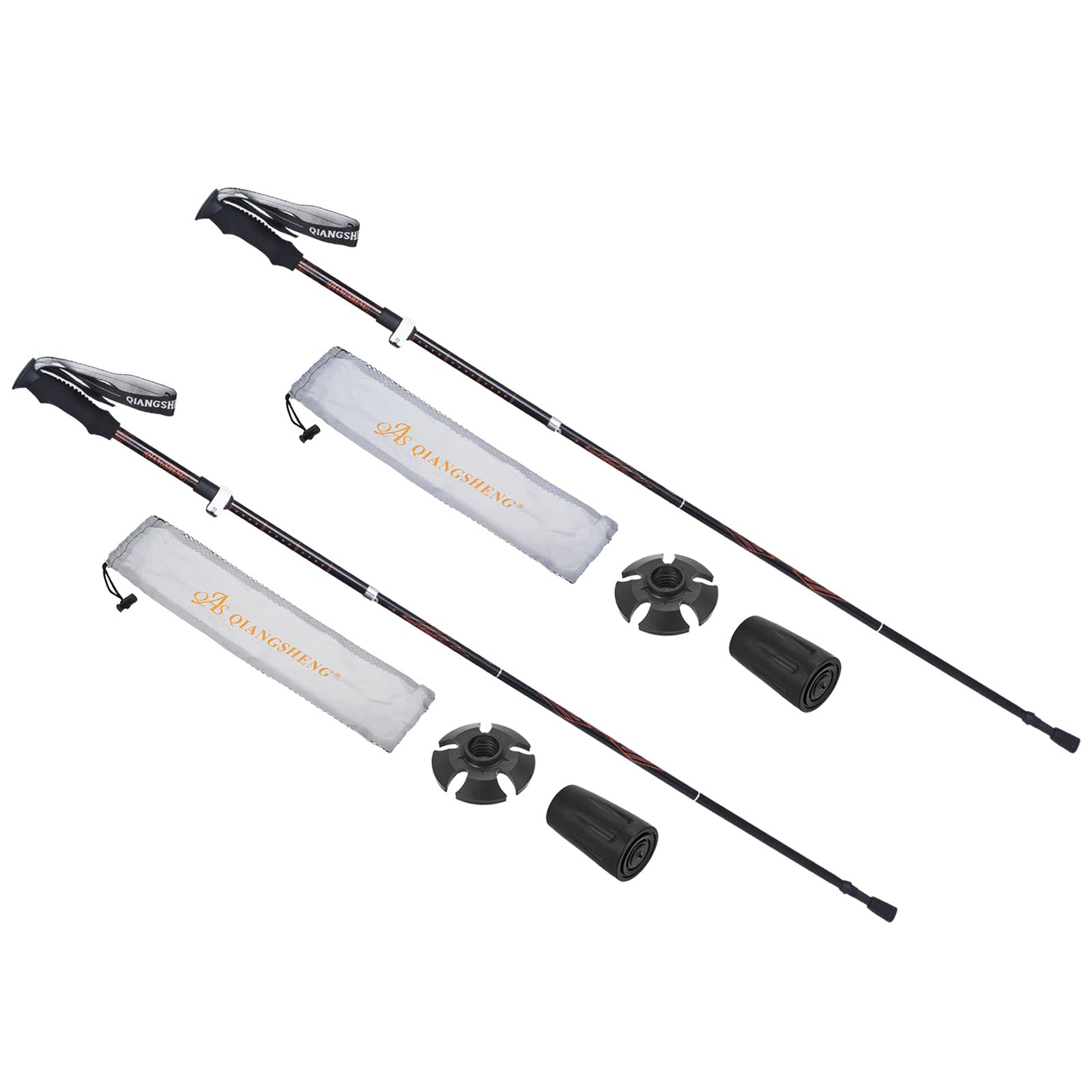 PATIKIL Senderismo Bastones, 2uds Plegables Senderismo Bastones 43-53 Pulgadas Telescópico Bastón Plegable con Cesta de Nieve Aluminio Aleación para Senderismo Caminar Campamento, Rojo