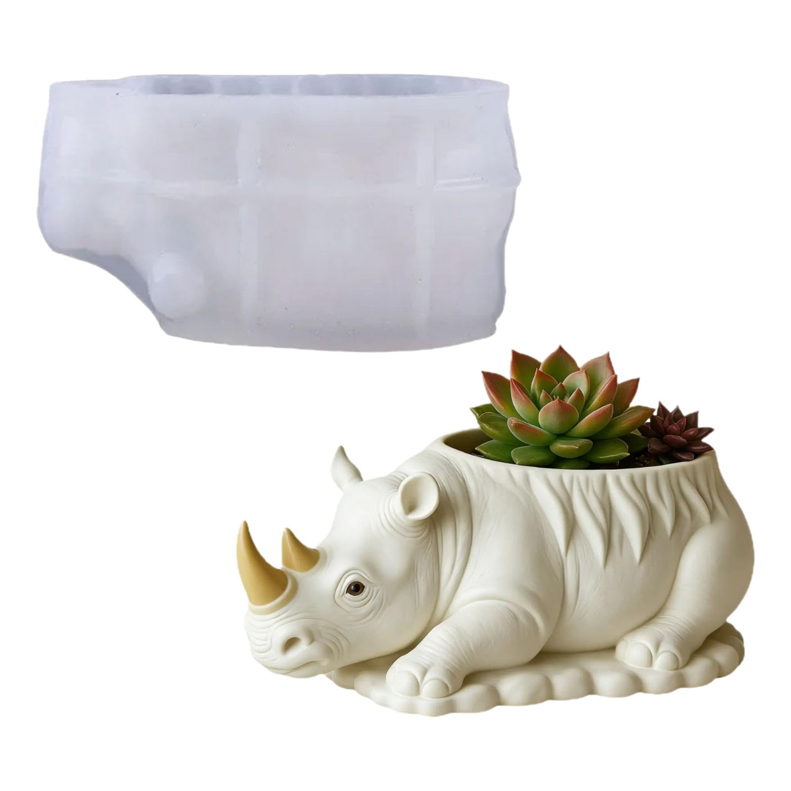 NVOQILIN Rhinoceros Silicone Molds for Container Soap Chocolate Making Decorative Flowerpots Rosin Art Elastomer Cast