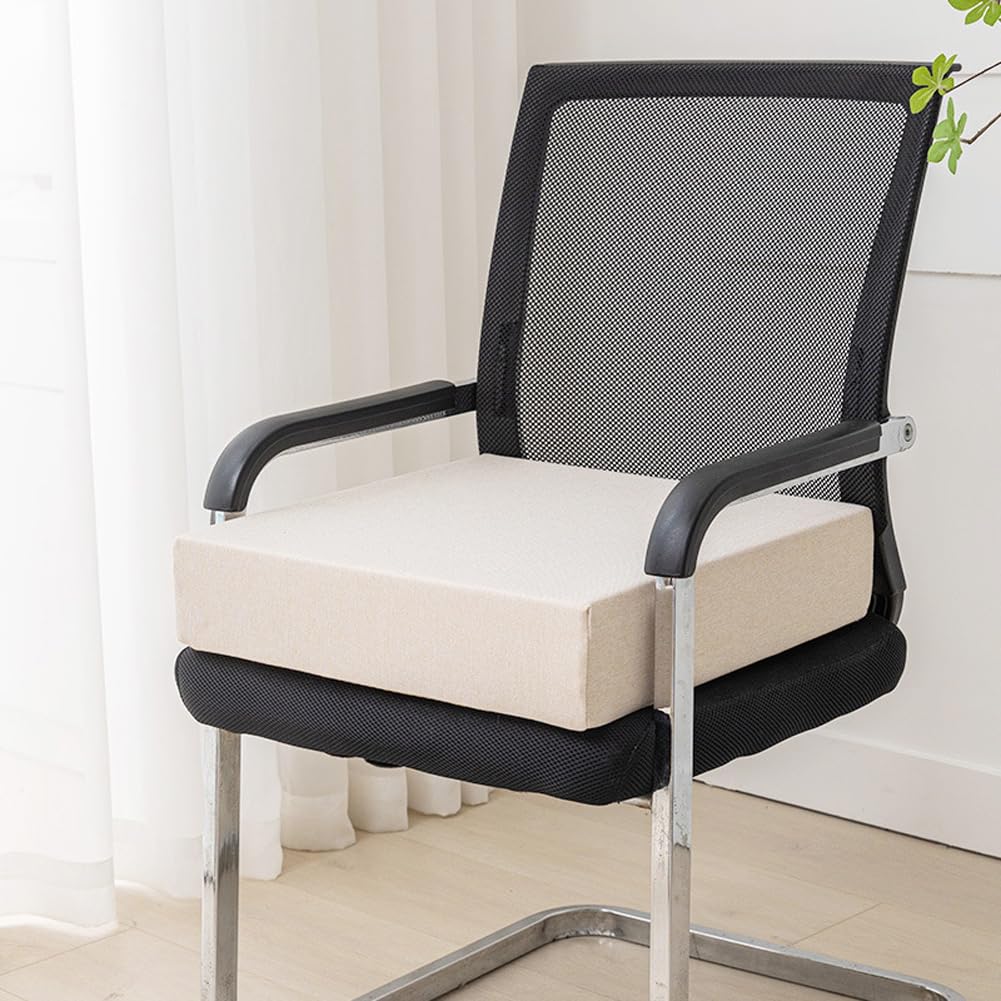 YOUGANG Extra Thick Chair Seat Cushion Pad,Square 40/45/50cm Booster Cushions,Large Armchair Booster Cushion Pads for Dining Indoor Garden,Washable (Beige,50x50x10cm)