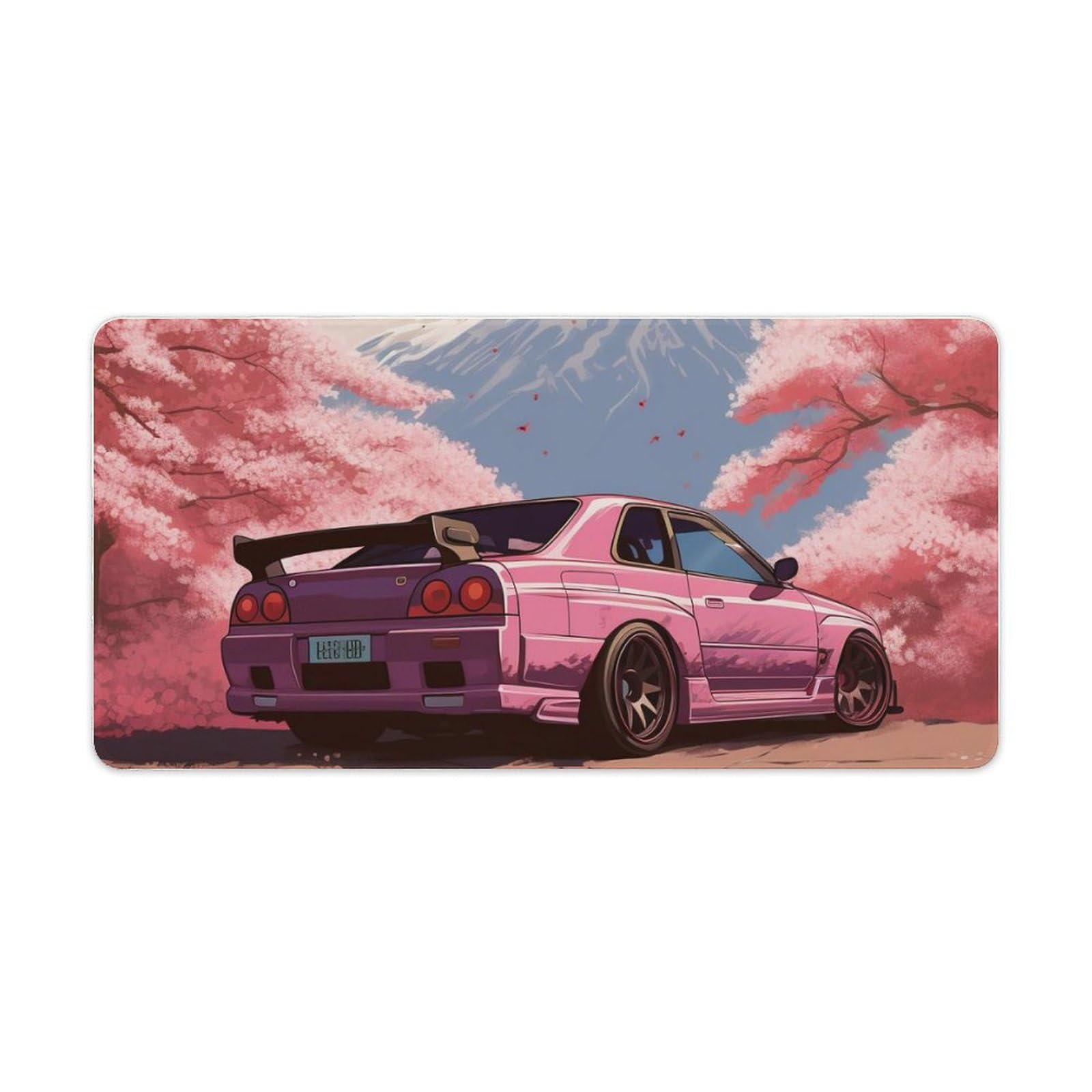 FeoYoed Large Mouse Pad Desk Mat Computer Accessories Gaming Office Organizers Supplies Decor Essentials Keyboard Pads for Desk Rubber Japan JDM Car R34 Pink Cherry Tree Mount Fuji 40x90cm