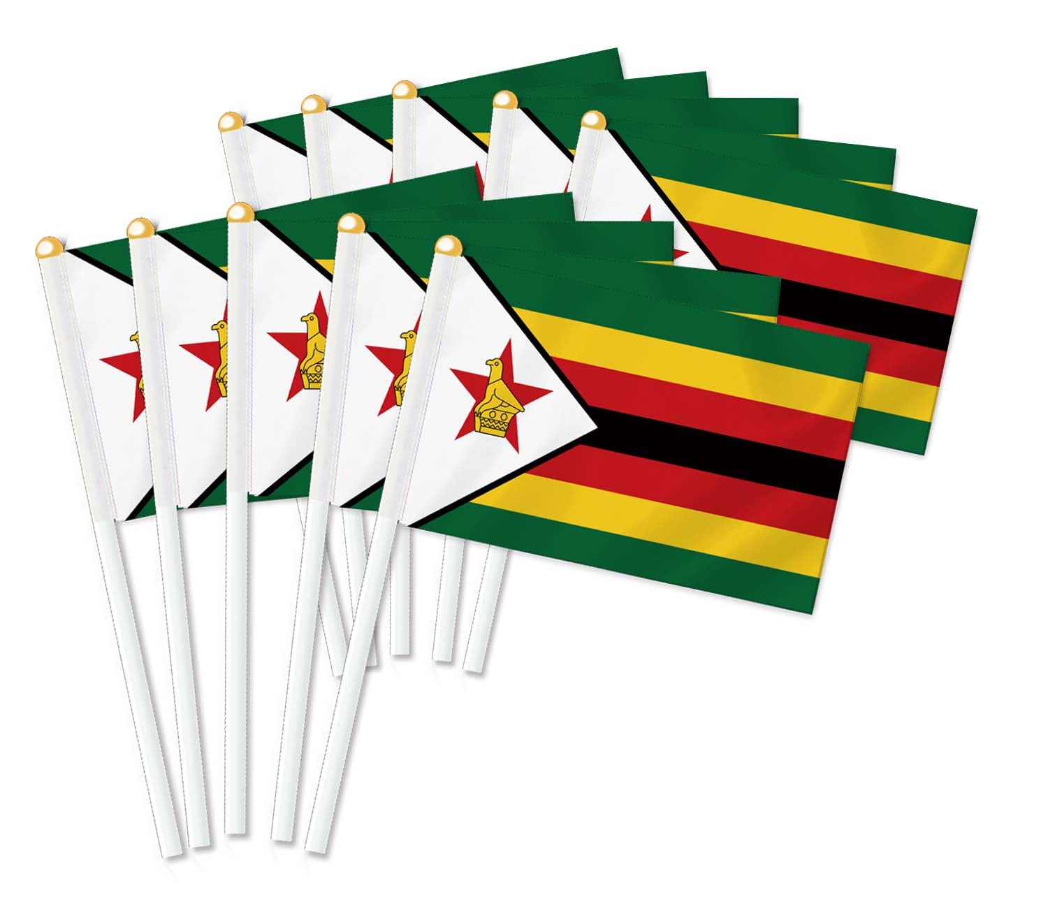 25 PCS Zimbabwe Handheld Flag,Zimbabwean Decor Hand Held,Decoration Banner