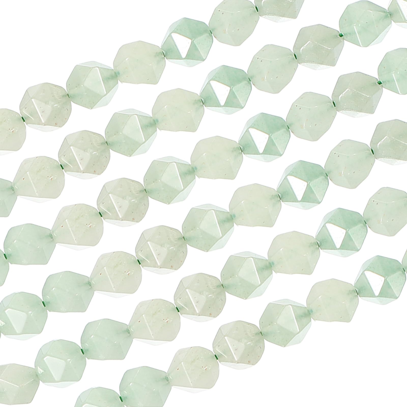 PATIKIL Faceted Polygon Stone, 10 mm Natural Faceted Diamond Round Stone for Craft Bracelet, Necklace Making Design, Light Green