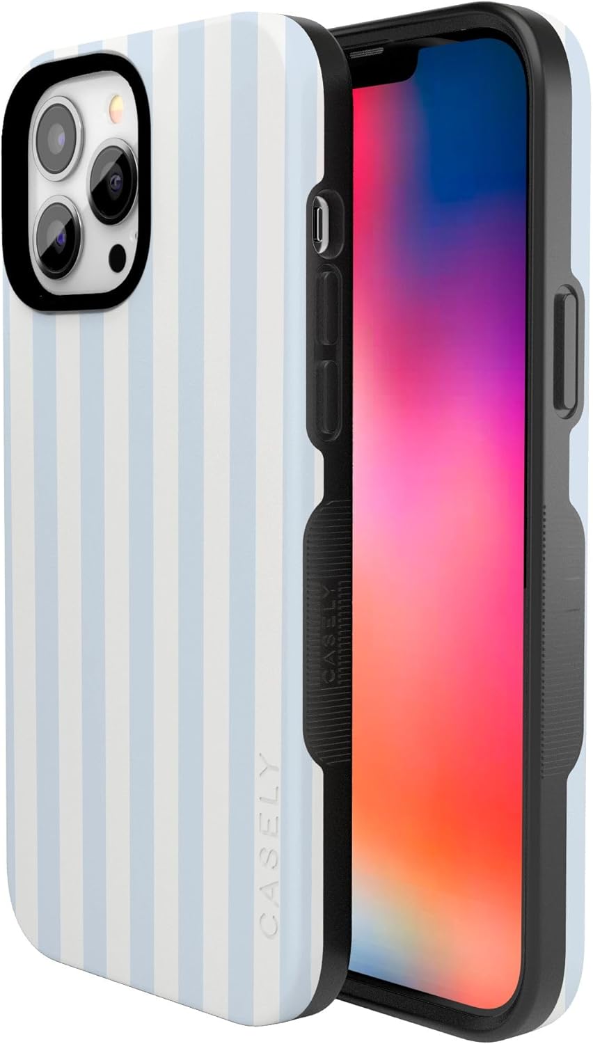 Casely iPhone 13 Pro Max Case | Blue Stripes | Sunday Best | Bold Protective Design | Compatible with MagSafe