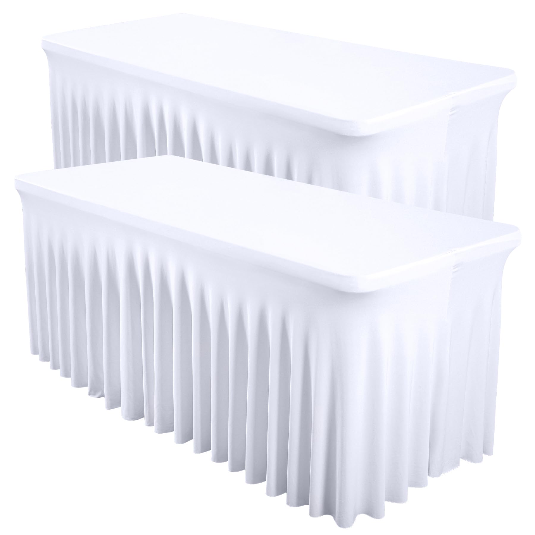 Nappe blanche pour mariage lot de 2 housses de table de fête élasthanne